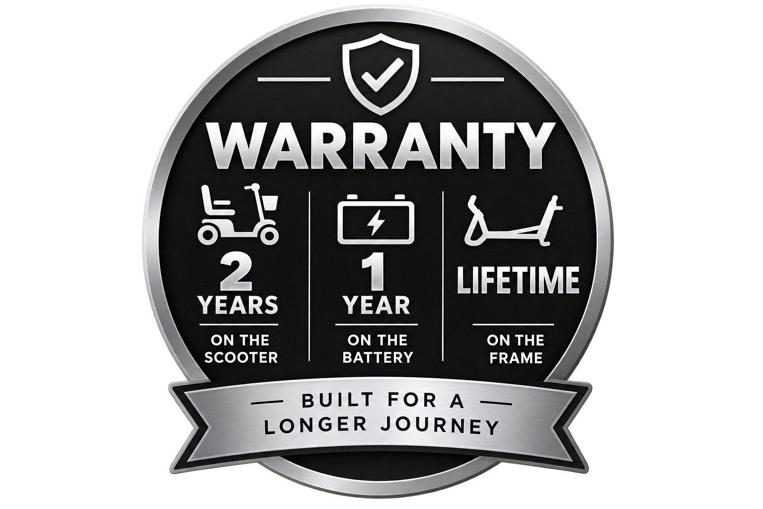 Warranty: 2 Years on the Scooter, 1 Year on the Battery, Lifetime on the Frame — Built for a Longer Journey